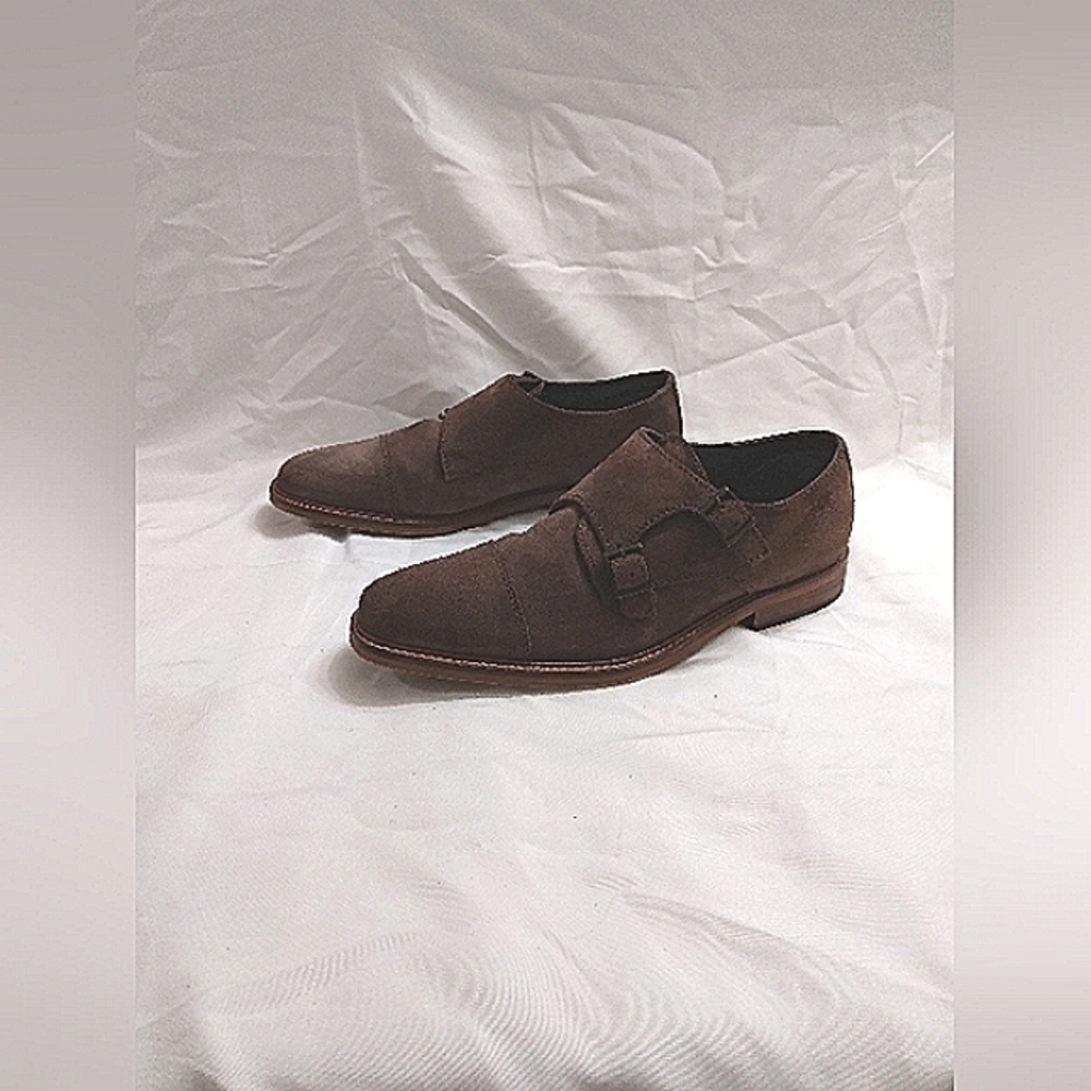 Alfani Darius Monk Double  Strap Casual Men's Suede Dress Shoes Size 9 M Tan